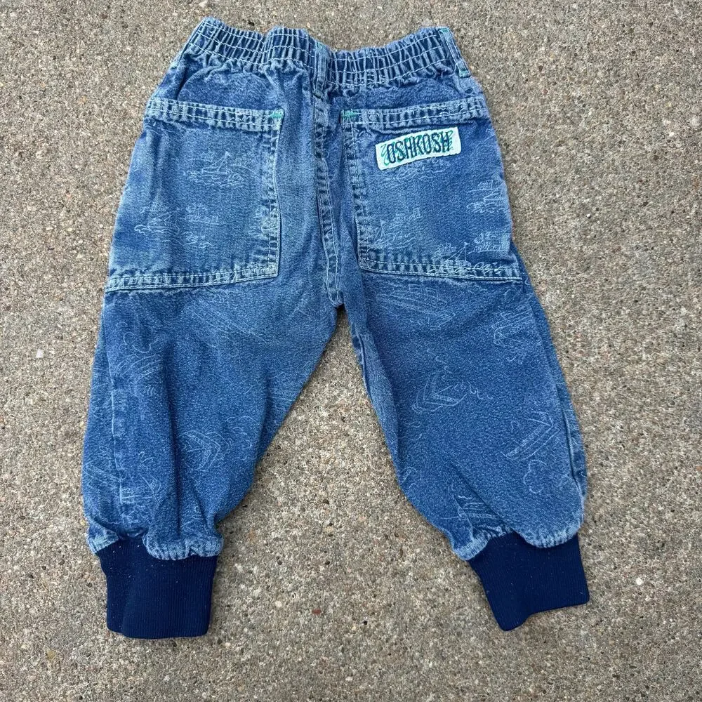 Vintage 80s OshKosh B'Gosh 2T Pleated Baggies Jeans Snap Talon Zipper